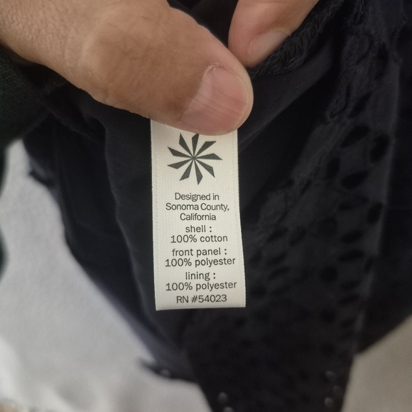 ATHLETA Marbella Navy Blue Eyelet Padded Crossback Tie Dress Small - Picture 5 of 8